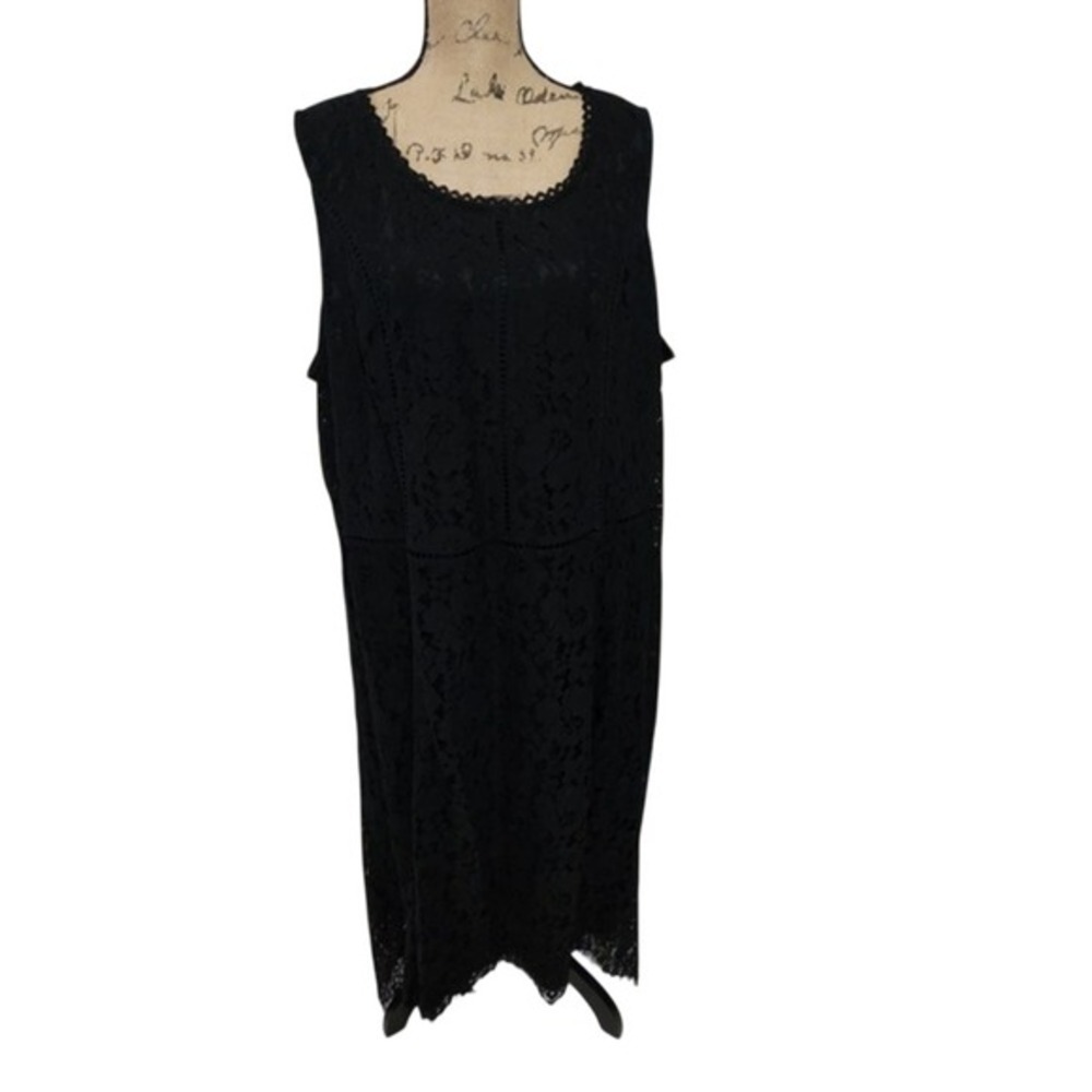 Isaac Mizrahi Live‎ Black Floral Lace Sleeveless Midi Dress Plus Size 3X LBD
